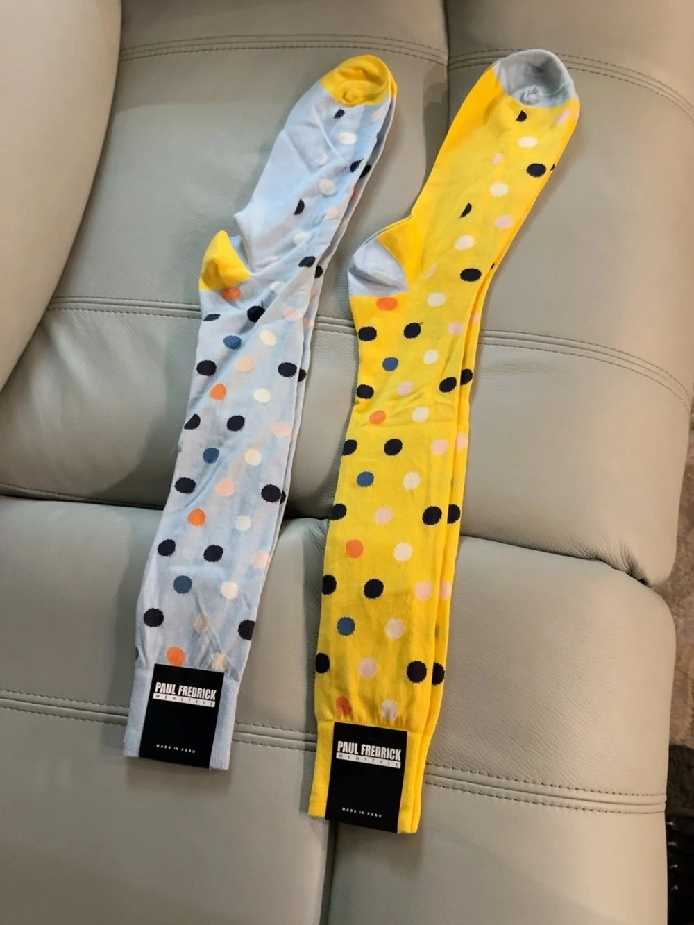 NWT Paul Fredrick Pima Cotton Polka Dot Dress Socks HPH500C 2 Pair